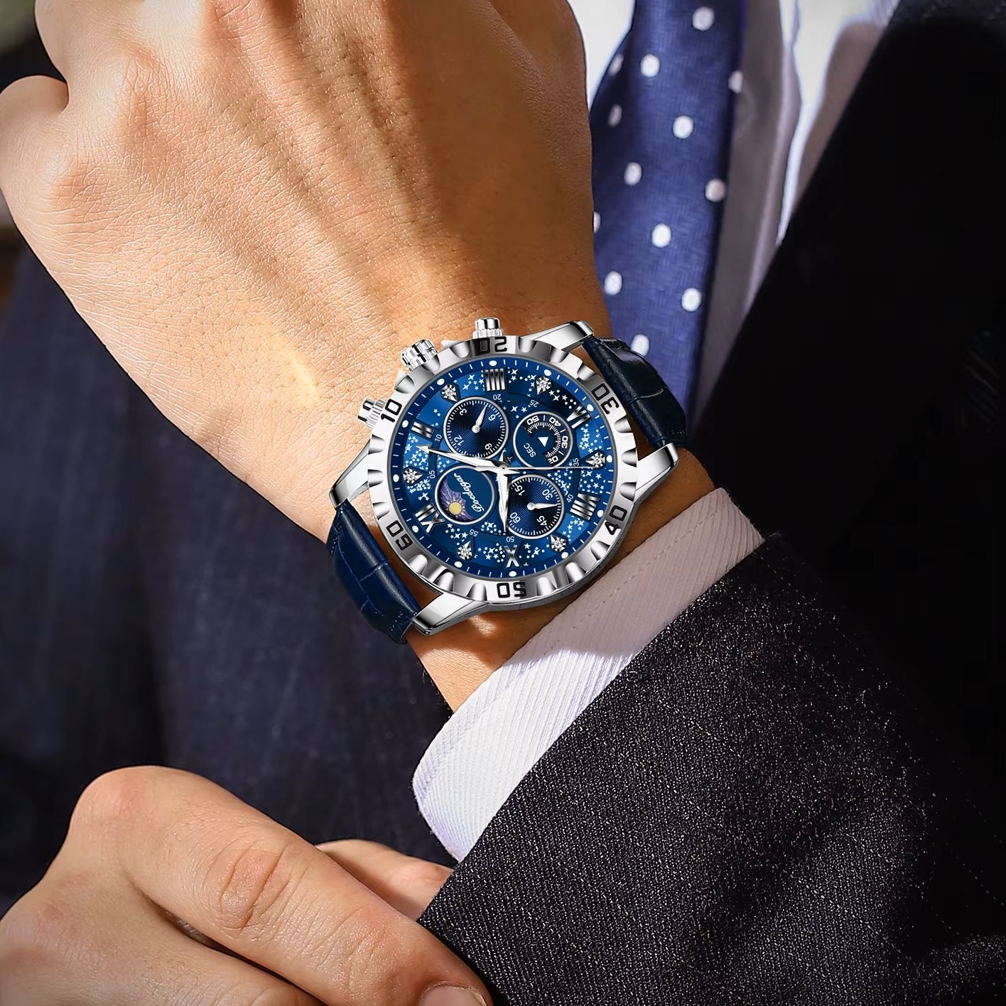 POEDAGAR Watch For Men Sport Quartz Man Wristwatch Waterproof Luminous Chronograph Leather Men's Watches Male Reloj