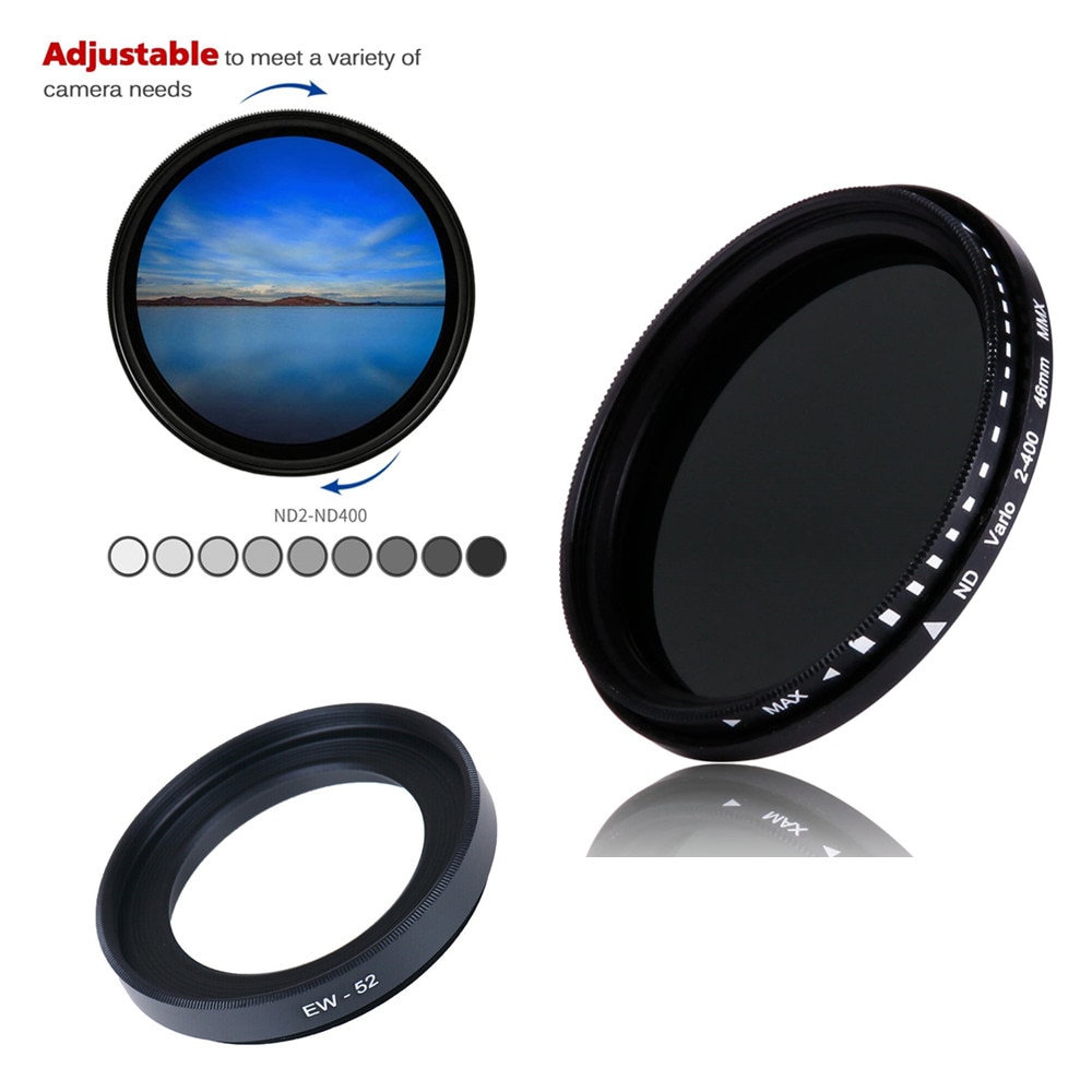 Variabele Nd Filter ND2-400 Neutral Density Filters EW52 Zonnekap Voor Canon Eos R Rp R5 R6 Op Rf 35Mm F/1.8 Is Macro Stm Lens