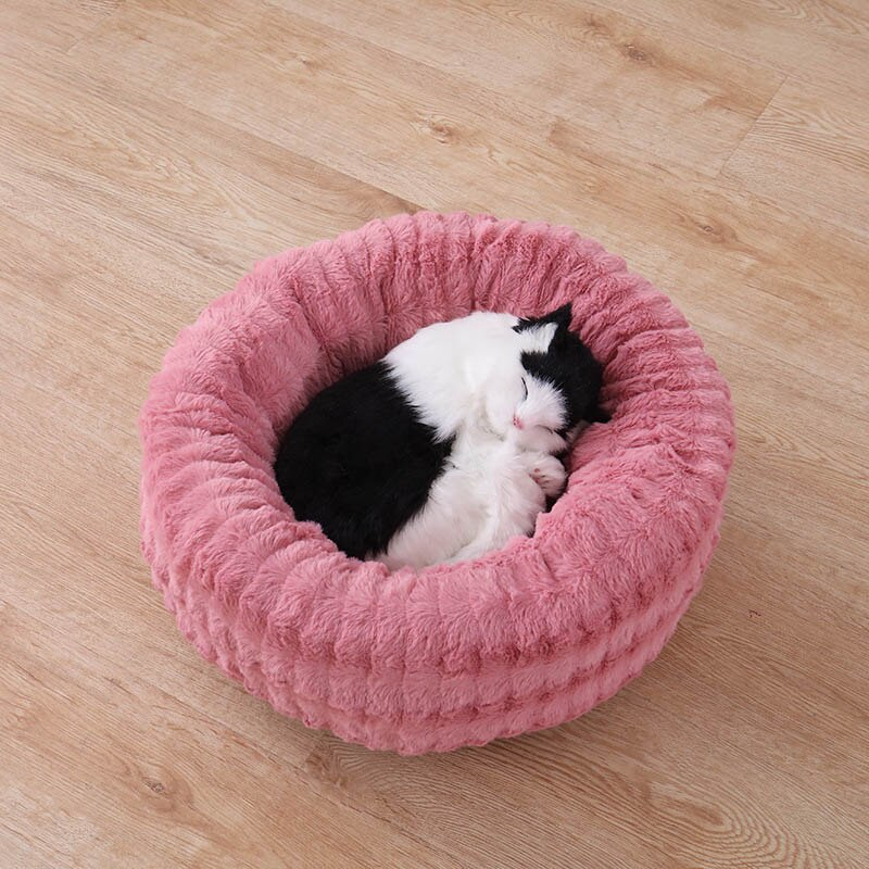 Cama de nido para mascotas, colchoneta redonda de felpa Pv, perros pequeños, chihuahua, Bulldog Francés, adecuado para gatos y perros, lavable, cachorro: 5 / M less than 6kg