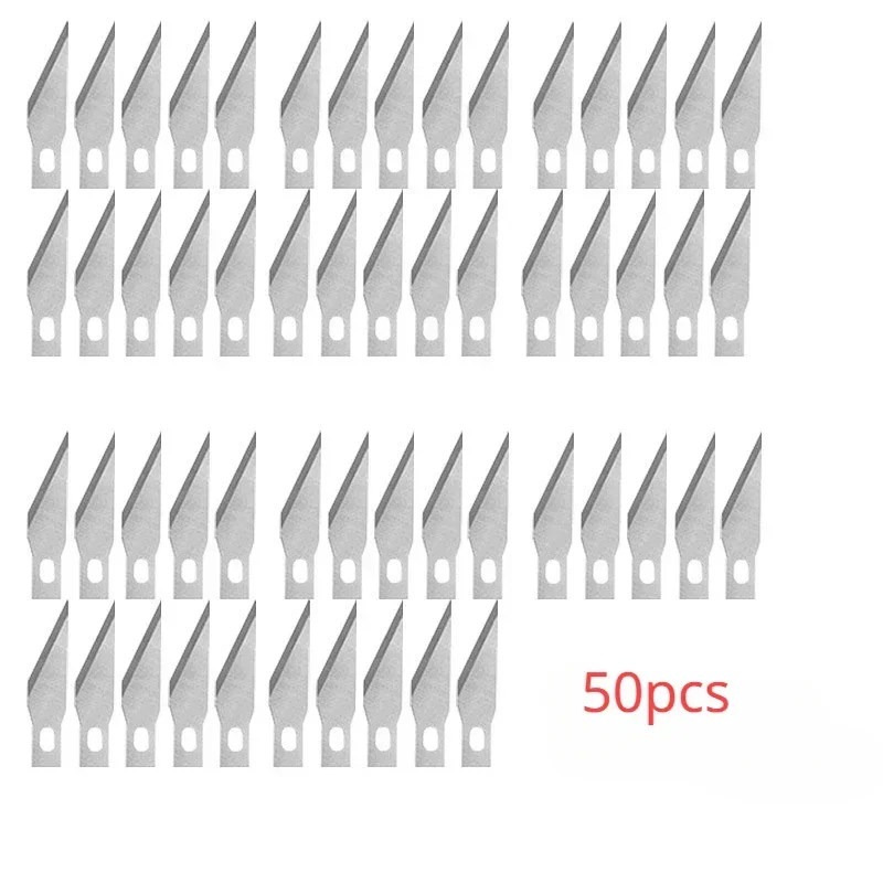 Neue 50/100 stücke Messer DIY Holz Carving Obst Lebensmittel Skalpell Handwerk Skulptur Schneiden Werkzeug Metall Gravur Klingen Messer Holz Carving: Licht Grau