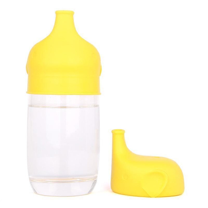 Enfant bouteille étendoir eau bébé tasse couvre débordant tasse éléphant Image sécurité Silicone couleur unie bébé soins