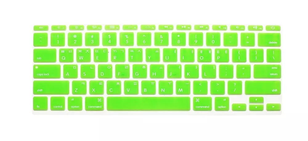 Silicone Skin Korean Keyboard Cover Protector Korea Language Keyboard Cover For Macbook Air 11" 11.6 Inch For Mac A1370 A1465: Green