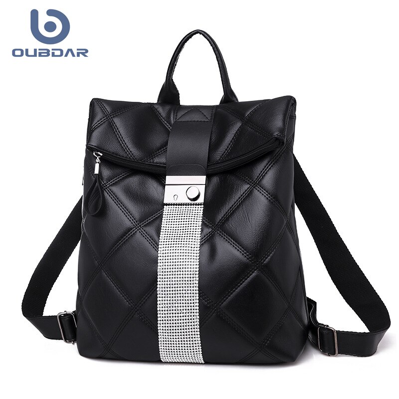 Multifunction Backpack Women Plaid Leather Backpack Lady Small Travel Backpack Bookbag for Girls Sac A Doc