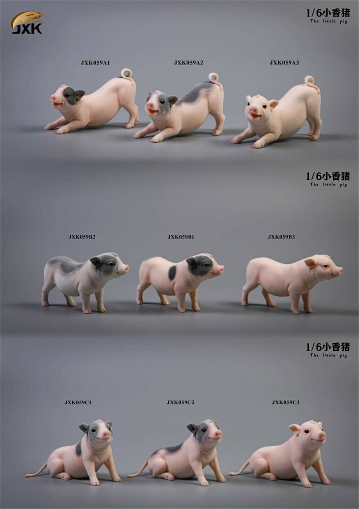 JXK 1:6 Scale The Little Pig Figure Mini Animal Model Collector GK Toy Desktop Decor Small Cute Pet Pig Hand-made Doll