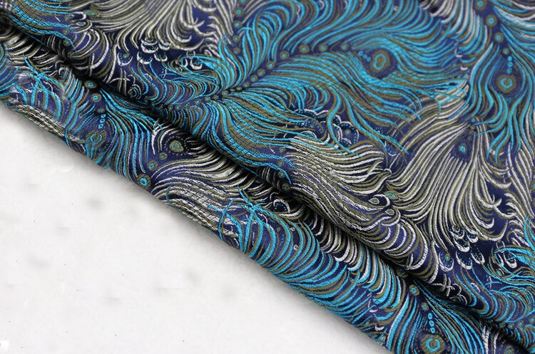 75x50cm peacock Brocade silk Fabric Damask Jacquard Apparel Costume Upholstery Furnishing Curtain Clothing Material patchwork: 3