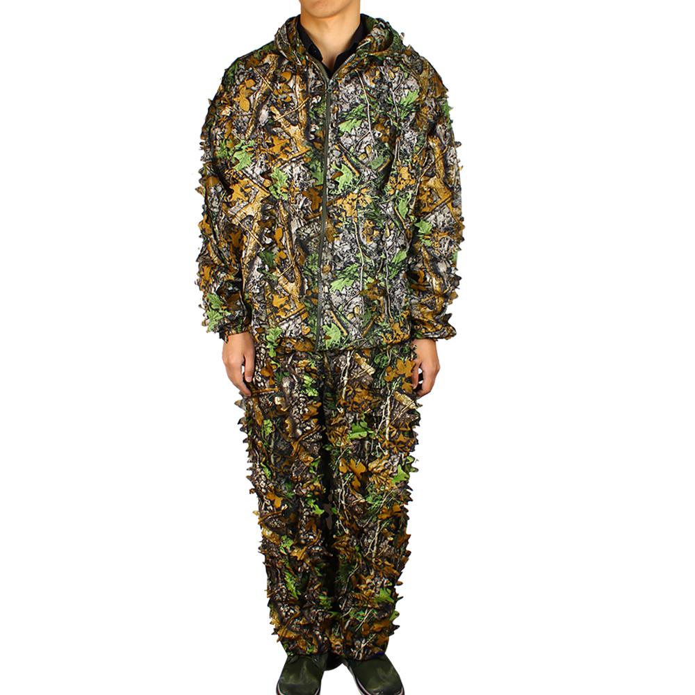 Ghillie Suit Free Size 3D Woodland Leafy Camo Suit Leaf Camouflage Clothing Foliage Clothes Forest Hunting Clothing CLWZF-01