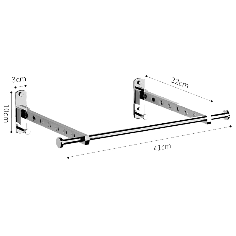Colgador de ropa plegable, Perchero de secado montado en la pared, perchero móvil para balcón, armario, organización del ahorro de espacio para el hogar: White 8 holes Rod