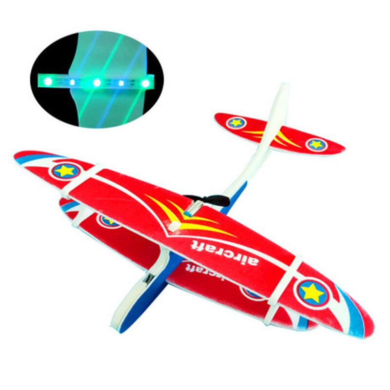 Electric Plane LED EPP Foam Airplane Hand Launch Throwing Glider Aircraft Model Outdoor Kids Educational Toy Children Adult