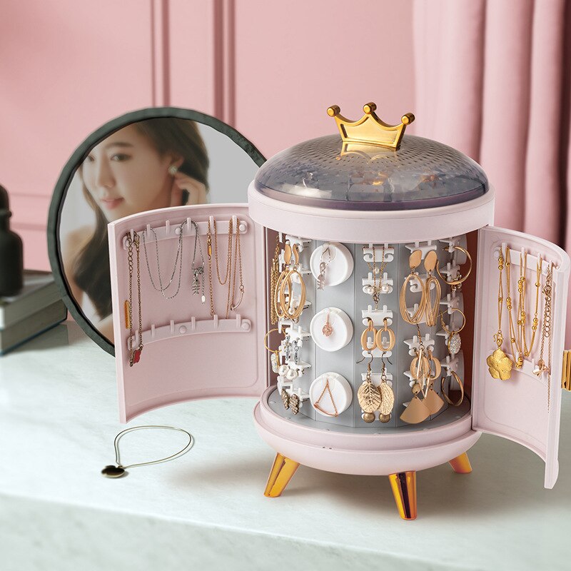 Luxus Dreh Schmuck Lagerung Kasten Haushalt Ohrringe Halskette Anzeige Stand Hohe Kapazität retro Bildschirm Schmuck Organizer fallen