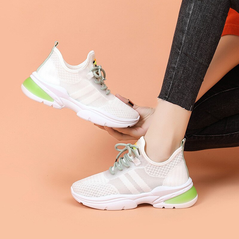 Naisten tennarit isä alusta paksut valkoiset urheilukengät harajuku mesh litteä kori kävelykengät zapatos deportivos mujer