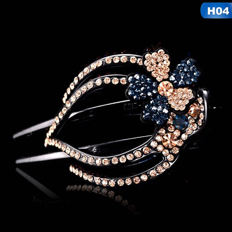 1Pc Rhinestone Flower Duckbill Hair Claws Hair Clips For Women Hairpin Ponytail Headwear Hair Styling Tools Accessories: H04