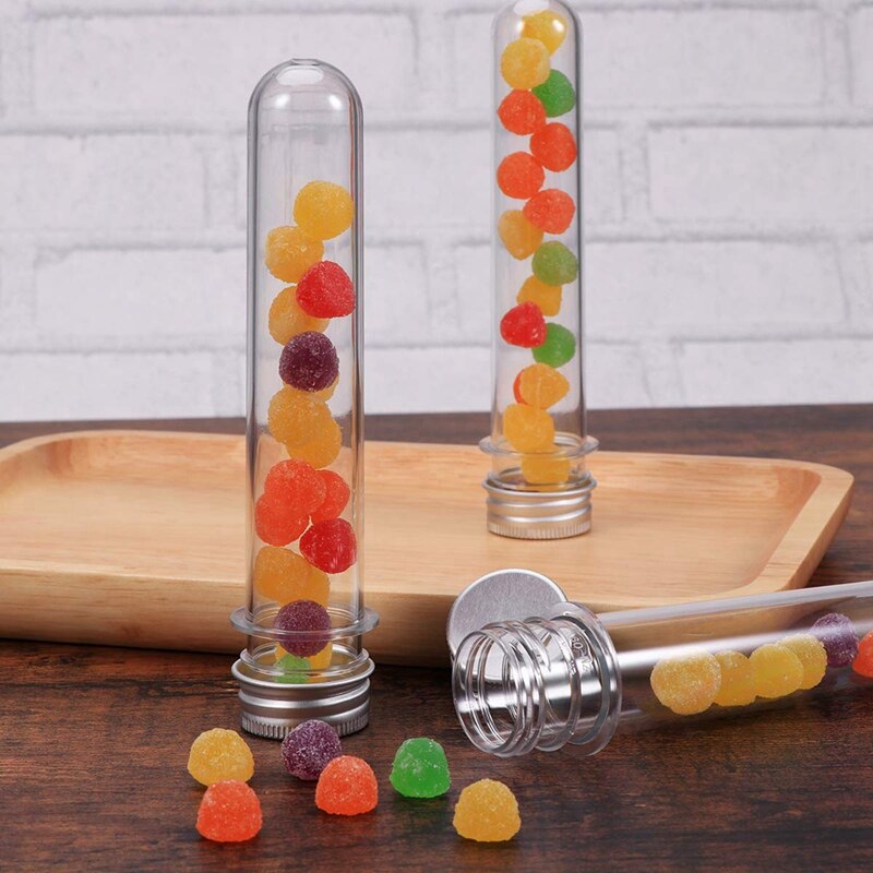 -50Pcs 40Ml Plastic Test Tube With Screw Cap Bottle Aluminum Cap Packing Tube With Pressure Sensitive Seal Candy Capsule 5.