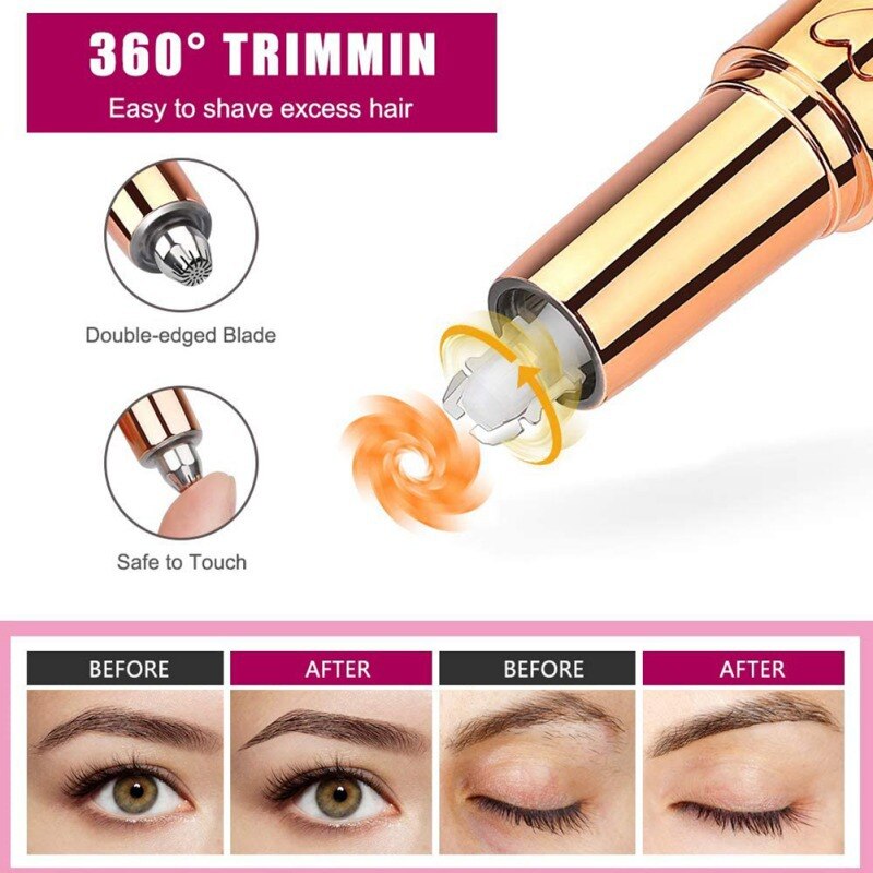 Electric Eyebrow Trimmer Portable Eyebrow Trimmer Instrument Hair Remover USB Eyebrow Shaping Beauty Tool