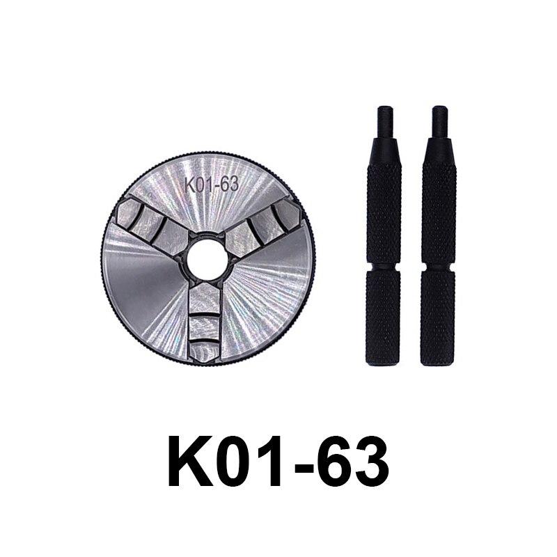 K01-50 63 80 Lathe Mini Chuck 3 Jaws Woodworking Hand Chuck with Mounting Thread Screw Rod Self-Centering Lathe Chuck Tool: K01-63
