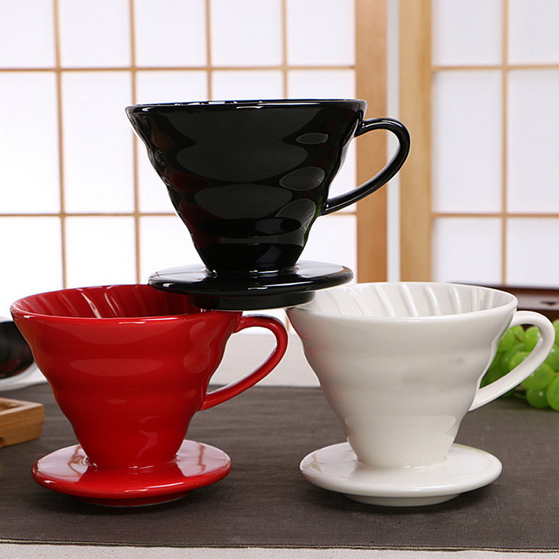 Taza de filtro de goteo de café reutilizable de cerámica, goteador de café de estilo V60 resistente al calor, soporte individual de 1/4 tazas para cafetera #25