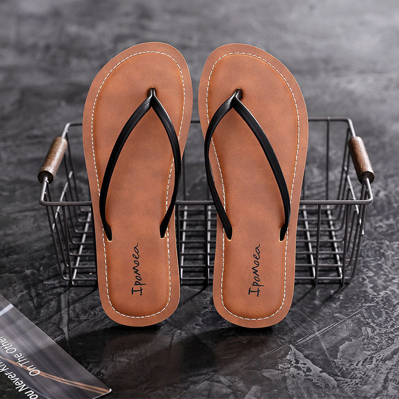 Women Beach Flip Flops Summer Flat Shoes Woman Slip On Sandals Non-slip Sole Solid Color Female Flip Flop Slides