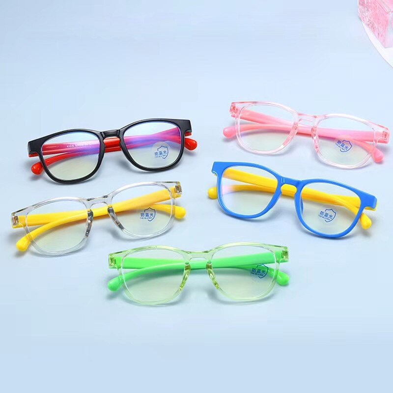 Kids Optical Glasses Frame for Boys Girls Square Myopia Eyeglass Frames Flexible Bendable Silicone Temple Children Replaceable C