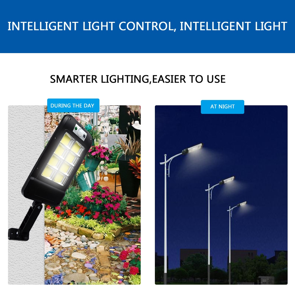 Powerful Remote Control COB Solar Light Led Outdoor Solar Lamp PIR Motion Sensor Garden Wall Street Lights Decorative 500W