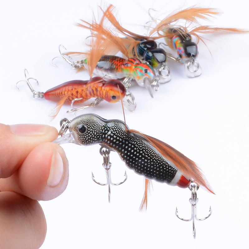 Fliege Bass Köder 5Stck Angeln Lockt Angeln Köder Fliege Popper Lockt Bass Poppers Fliege Bausatz Künstliche flexibel Köder Locken für Sunfish