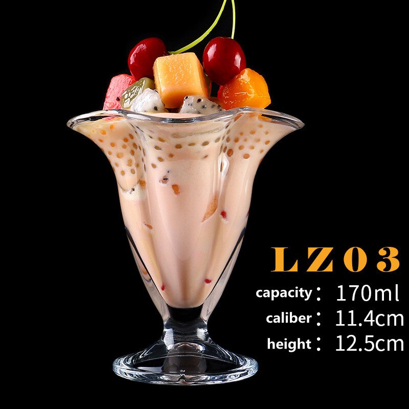 Glass Ice Cream Cup, Dessert Milkshake Cup, Ice Cream Cup, Multiple Styles, High Temperature Resistance, Good ,: LZ03