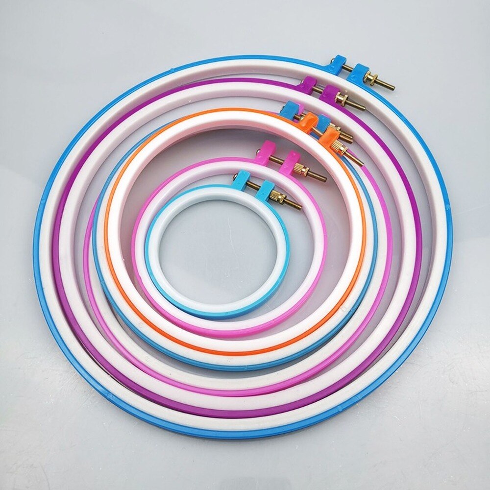 8-26cm Plastic Cross Adjustable Sewing Tool Plastic Embroidery Cross Stitch Hoop Ring Photo Frame home tools mix color supplies