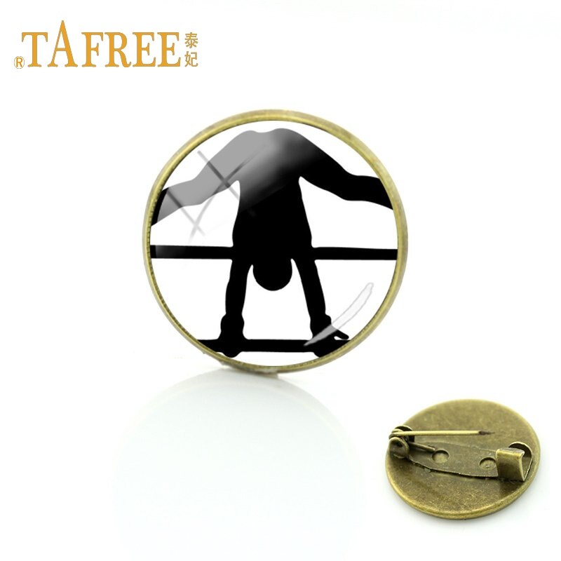 TAFREE Gymnastiek beweegt Glas cabochon dome art foto Broche sport liefhebbers gedenkteken broche kleding accessoires sieraden GY172: GY169