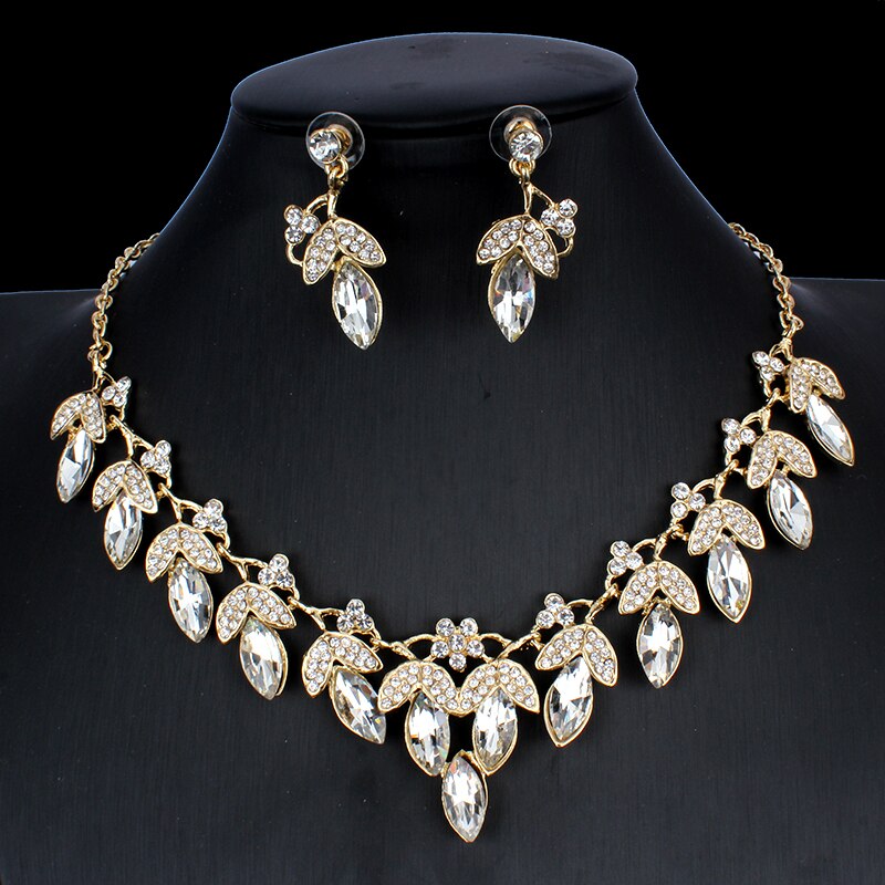 Jiayi jiaduo-Conjunto de collar y pendientes de cristal para mujer, joyería para vestidos de novia, rojo-Merlín-blanco NE + EA