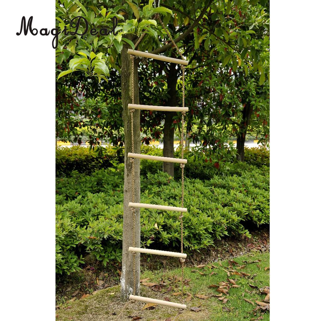 Magideal Kinderen Speelhuisje Boom Huis Houten 5 Rungs Touw Klimmen Ladder Speelgoed Voor Indoor Outdoor Sport Veilig Speelgoed Kinderen Spelen game