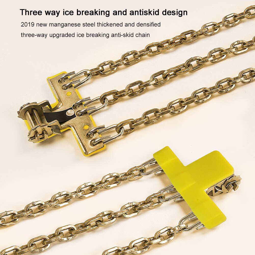 Anti Skid Winter Snow Chain Safety 3 Ropes Adjustable Universal Truck Car Tire Manganese Steel Emergency Outdoor Wear Resistance