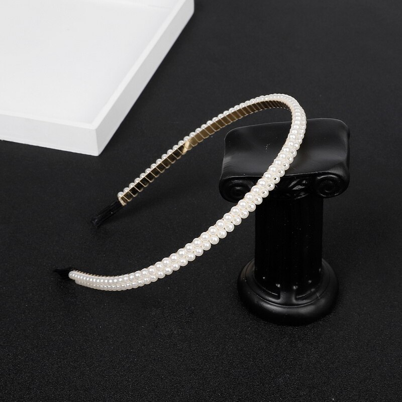 1PC Unique Hair Accessories Women Seaside Party Graceful Beautiful White Imitation Pearl Korean Headband Valentines: 02