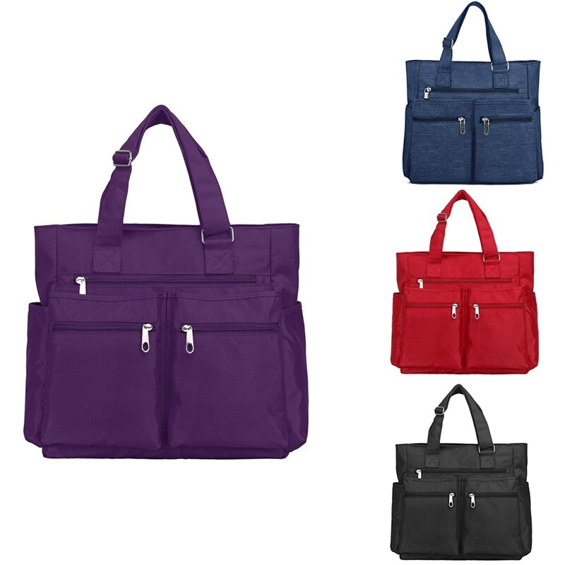 Canvas Tote Bag Waterproof Nylon Multi-Pocket Laptop Work Bag Teacher