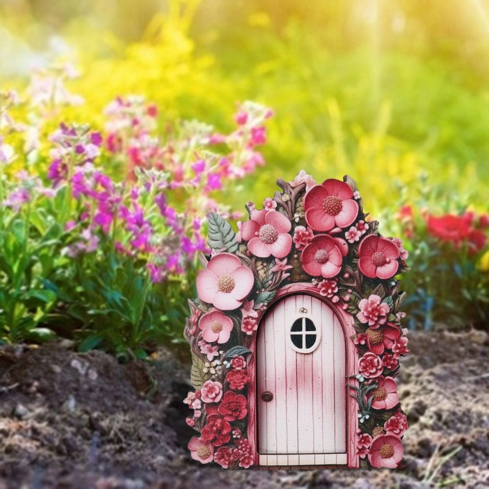 Nuove figurina di porta di gnomo di fata in legno artigianato fatto a mano elfo porta arte statua micro paesaggio Fata giardini porte decorazione del giardino