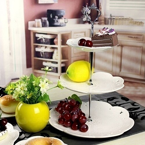 3 Tier Stainless Steel Crown Wedding Desserts Fruits Cake Plate Stand Kitchen,Dining Bar Supplies
