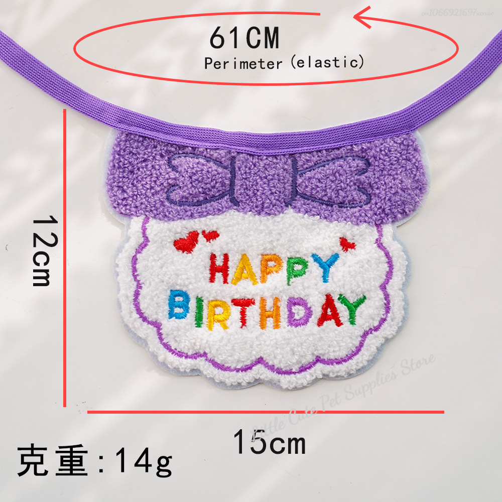 Chapéu de aniversário de gato e babador com bandana ajustável, Roupa doce do aniversário do animal de estimação, Cachecol de gatos: Azul marinho