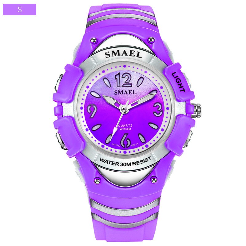 Smael Horloges Kids Kinderen LCD Digitale Horloges Schokbestendig Sport Horloges Mannen Wekker Kinderen 50M Waterdicht Horloge: Purple S