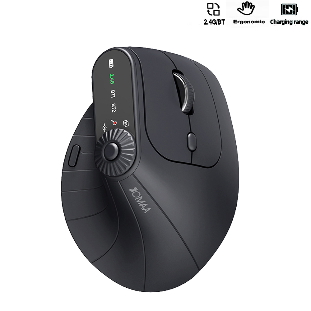 Jomaa BT5.0 Wireless Vertical Mouse With Function Adjustment Knob 8 Buttons Rechargeable Ergonomic Mice for Win/IOS/Android: black