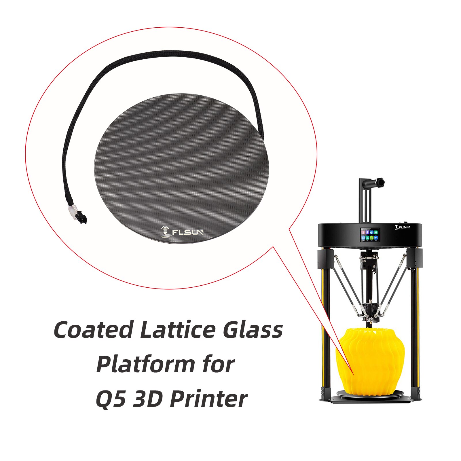 FLSUN Q5 3D Printer Glass Plate Build Surface Coated Lattice Glass Platform Heat Bed Glass Bed 3D Printer Upgraded Parts: for Q5