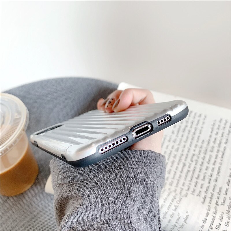 Argento Curvo Valigia Cassa Del Telefono Per il iPhone 11 Pro Max XR X XS MAX Caso Molle di TPU Per il iPhone 6 6S 8 7 Più Copertura Del Telefono Del Silicone