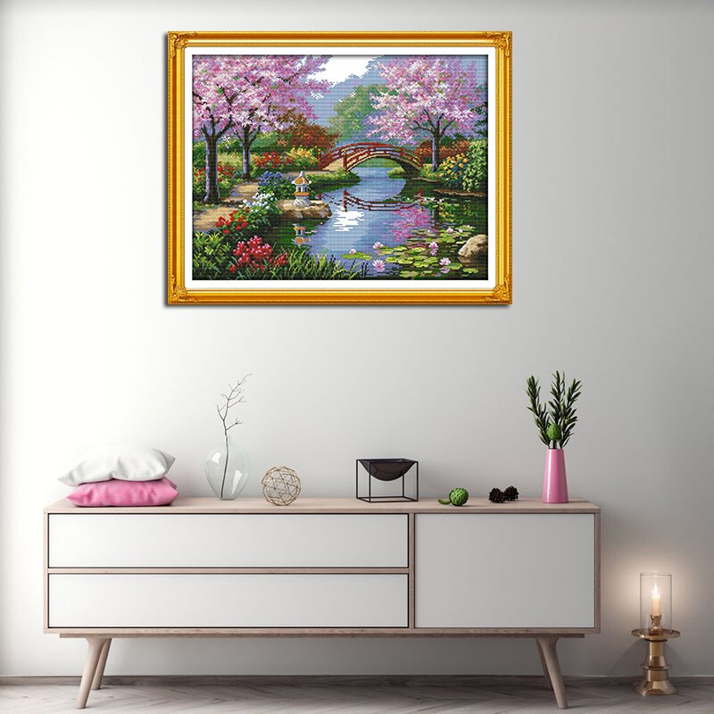 Joy Sunday Scenery of Park chinese Cross stitch print on canvas DMC Scenery cross stitch embroidery cross stitch kit Home decor