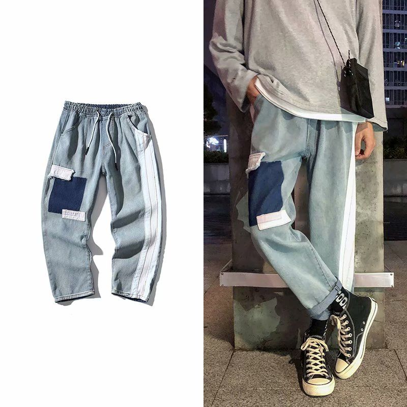 Herr baggy homme cargo ficka jeans raka fritidsbyxor lösa bf vida ben byxor biker jeansbyxor plus storlek s -3xl: Xl