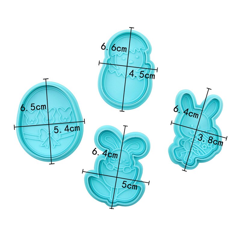4Pcs DIY Happy Easter Bunny Egg Plastic Baking Mold Kitchen Biscuit Cookie Cutter Pastry Plunger 3D Fondant Cake Decorating Tool