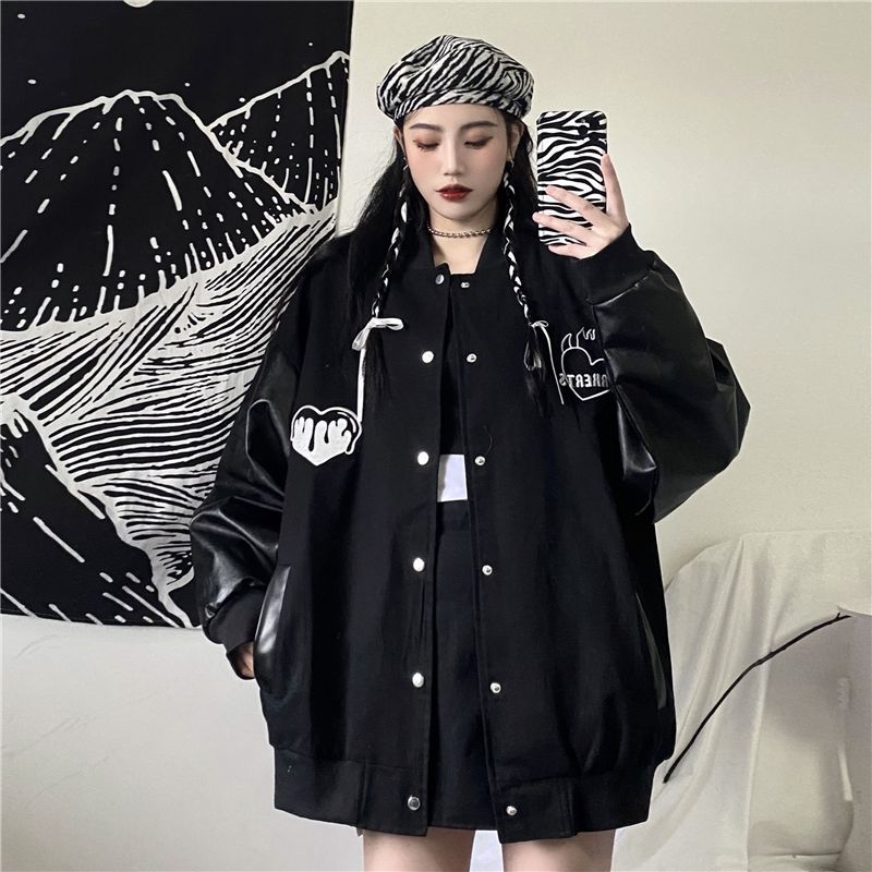 Chaqueta nueva de estilo coreano para hombre y mujer, uniforme de béisbol holgado de longitud media, Harajuku, estilo hiphop, punk, para Bordado de letras, primavera y otoño,