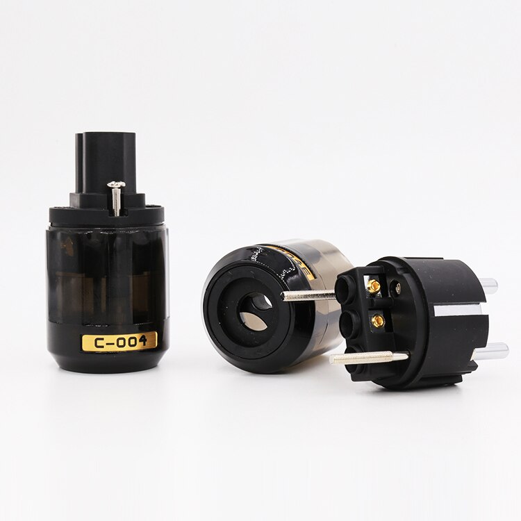 5 pairs P-004E & C-004 connectors Rhodium Plated SCHUKO EU Power Plug