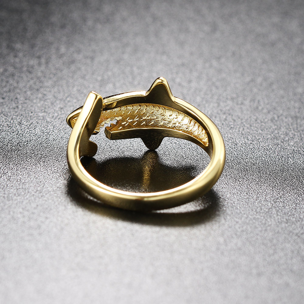 Anillo de tiburón de Color dorado para hombre y mujer, anillos ajustables con personalidad Punk, accesorios de pescado de Hip Hop, proveedores de joyería R719