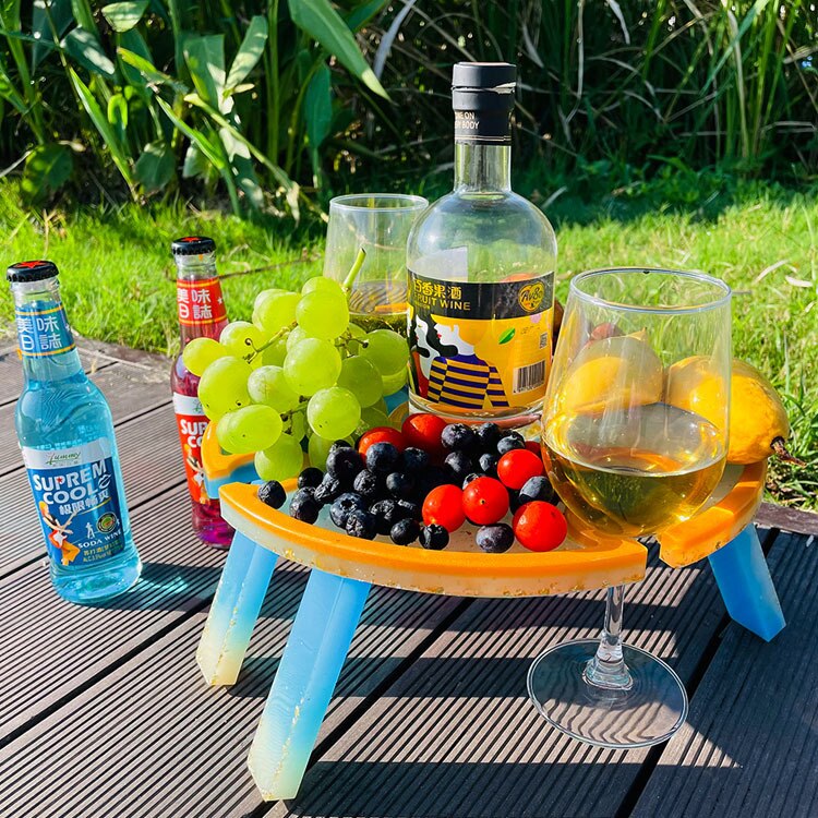 DIY Epoxy Resin Mold Outdoor Portable Folding Table Red Wine Glass Wine Table Beach Dinner Plate Silicone Mold