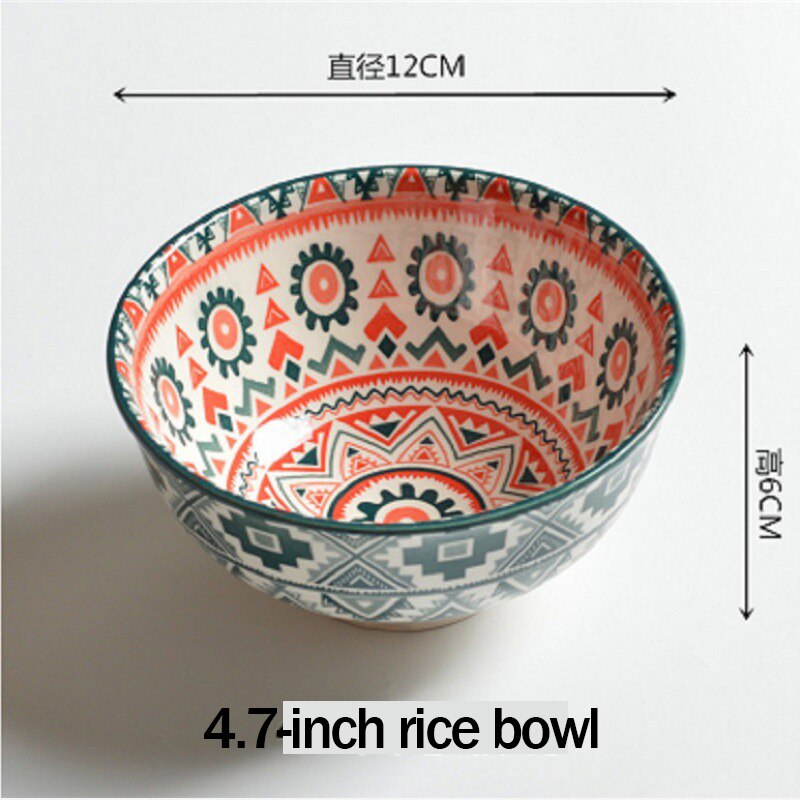 Platos bohemios de hueso de China, vajilla japonesa, juegos de platos para servir, platos de flores, juego de cena, comida, cocina moderna, comedor: 4.7 inch bowl x 1