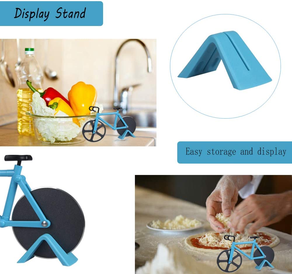 Bicycle Pizza Cutter, Bike Pizza Slicer with Non-stick Stainless Steel Dual Cutting Wheels Bike Pizza Cutter Wheel
