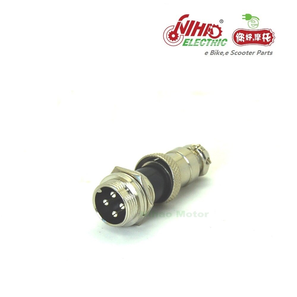 Enchufe/conector hembra de 4 pines/polos para bicicleta eléctrica, 45 E-BIKE, piezas de Motor NIHAO ZTECH