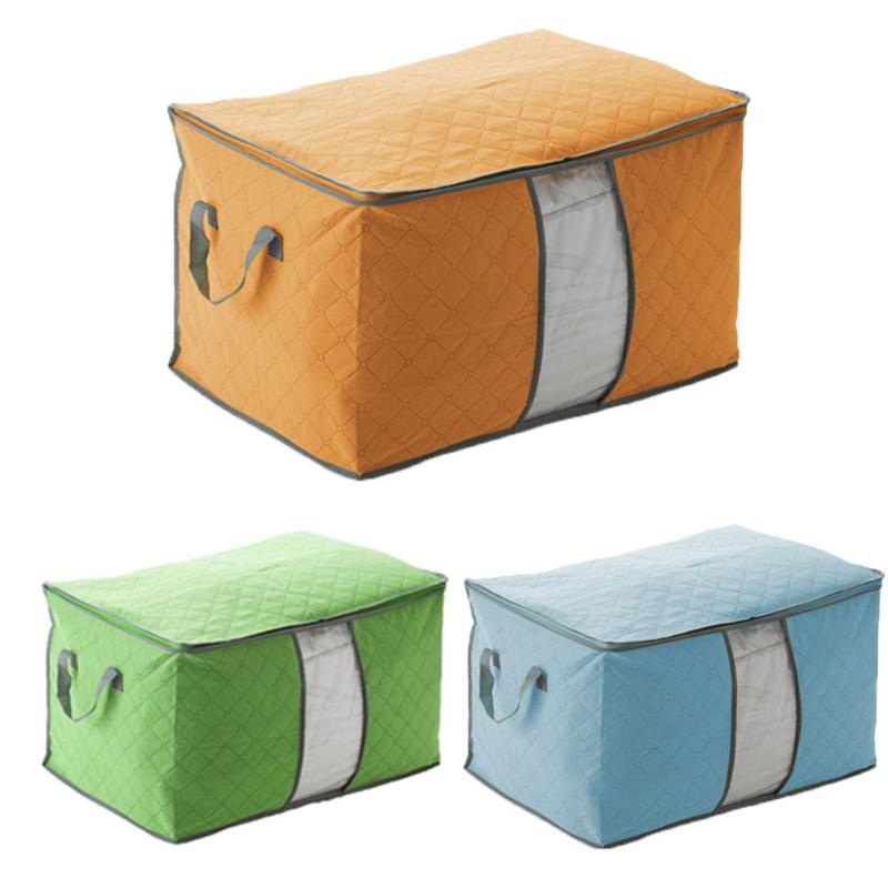 Draagbare Duurzaam Doek Container Organizer Quilt Non Geweven Onderbed Pouch opbergtas Doos Bamboe Thuis Opbergtas Voor Kleding
