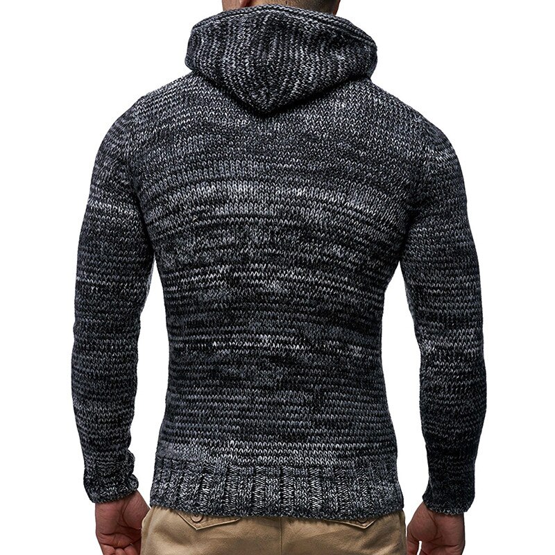 Male double breasted Sweater Autumn Winter Men Hooded Sweaters Men Casual Slim Sweaters Clothes